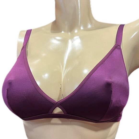 Victoria’s Secret Supersoft Satiny Unlined bralette bra Burgundy Medium - Picture 3 of 5